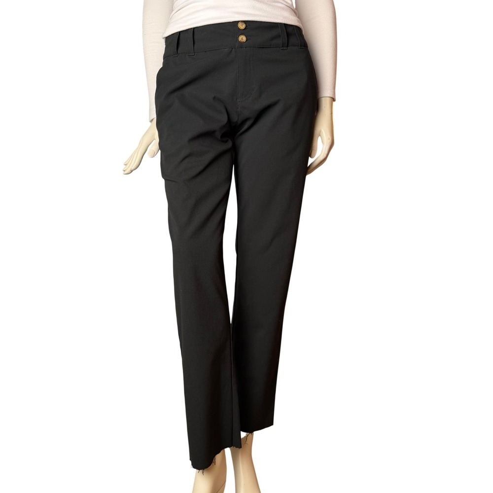 Chloro Phylle Finch Women's Black Dress Pants Raw Hem Mid Rise Stretch Office 6